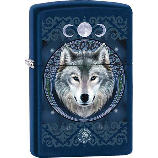 Zippo Windproof Metal Design Fire Lighter - Anne Stokes Wolf with Moon Design