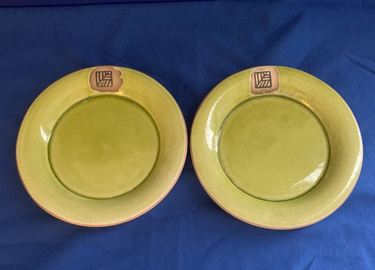 Jars - France TANGA TILLEUL AVOCADO GREEN Salad Plate 8 1/2" set of 2