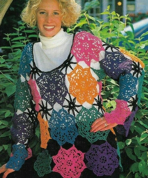 SPIDERWEB TUNIC SWEATER 3 SIZES WOMEN'S DIGEST SIZE CROCHET PATTERN INSTRUCTIONS