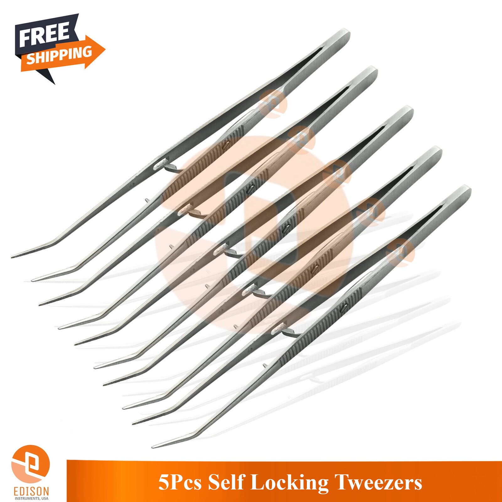 5 Pcs Self Locking Tweezers Cross Lock Dental Orthodontic Laboratory Tweezer