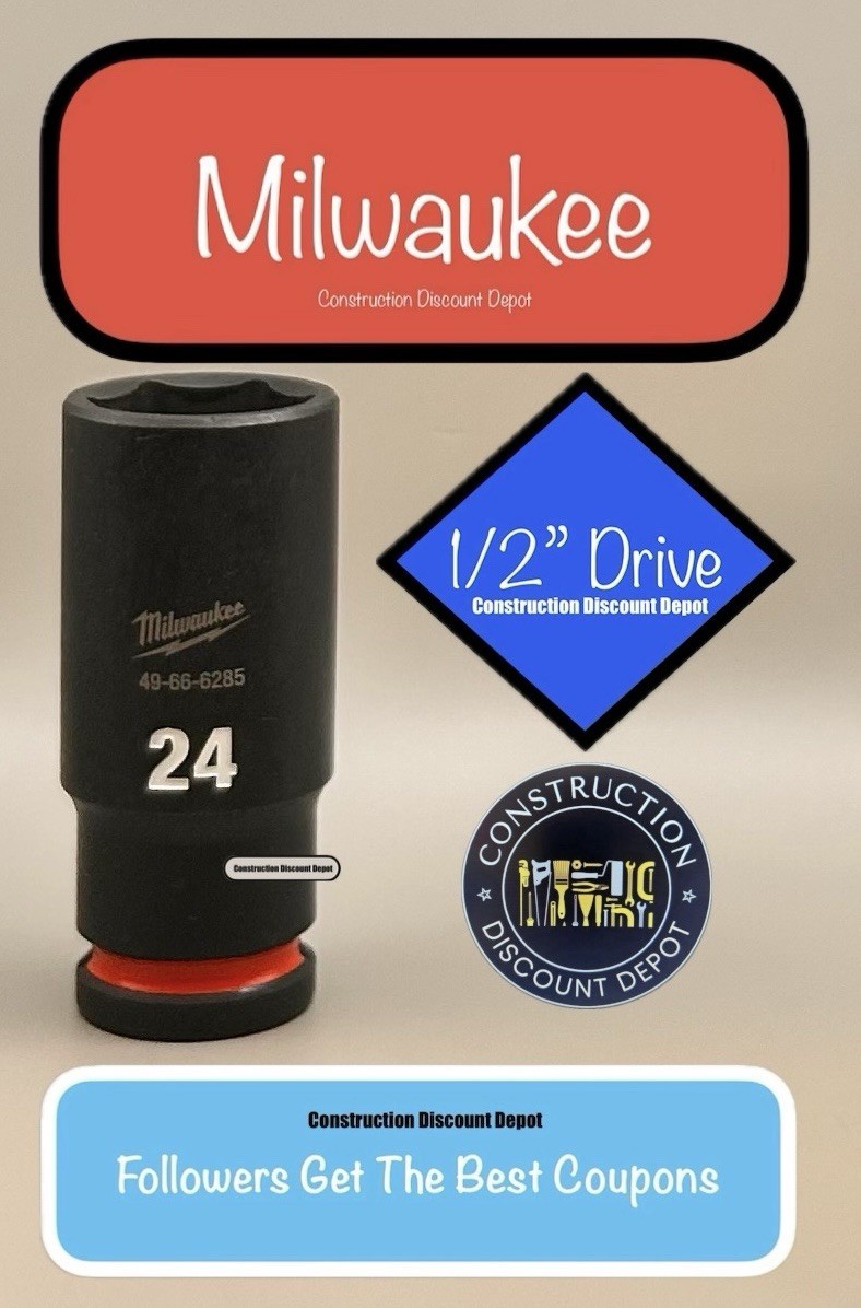 Milwaukee 49-66-6285 24MM Shockwave Impact Duty 1/2" In. Drive Deep Socket