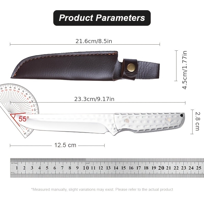 All-steel Handle Fixed Blade Knife, Outdoor Multi-functional Utility Knife