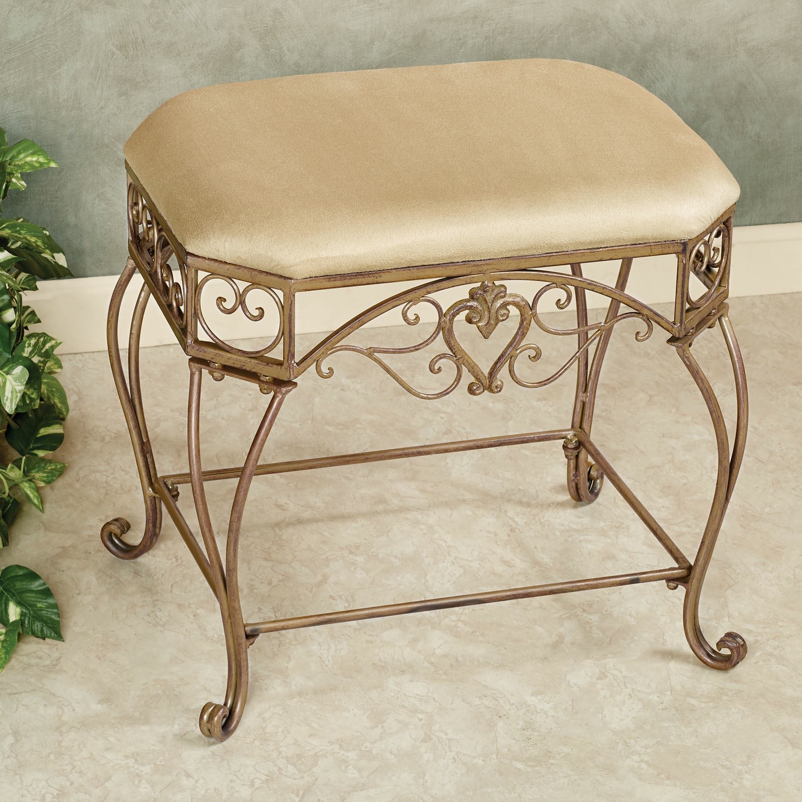 Aldabella Upholstered Vanity Bench Satin Gold 21M-^TWx16M-^TDx20M-^TH