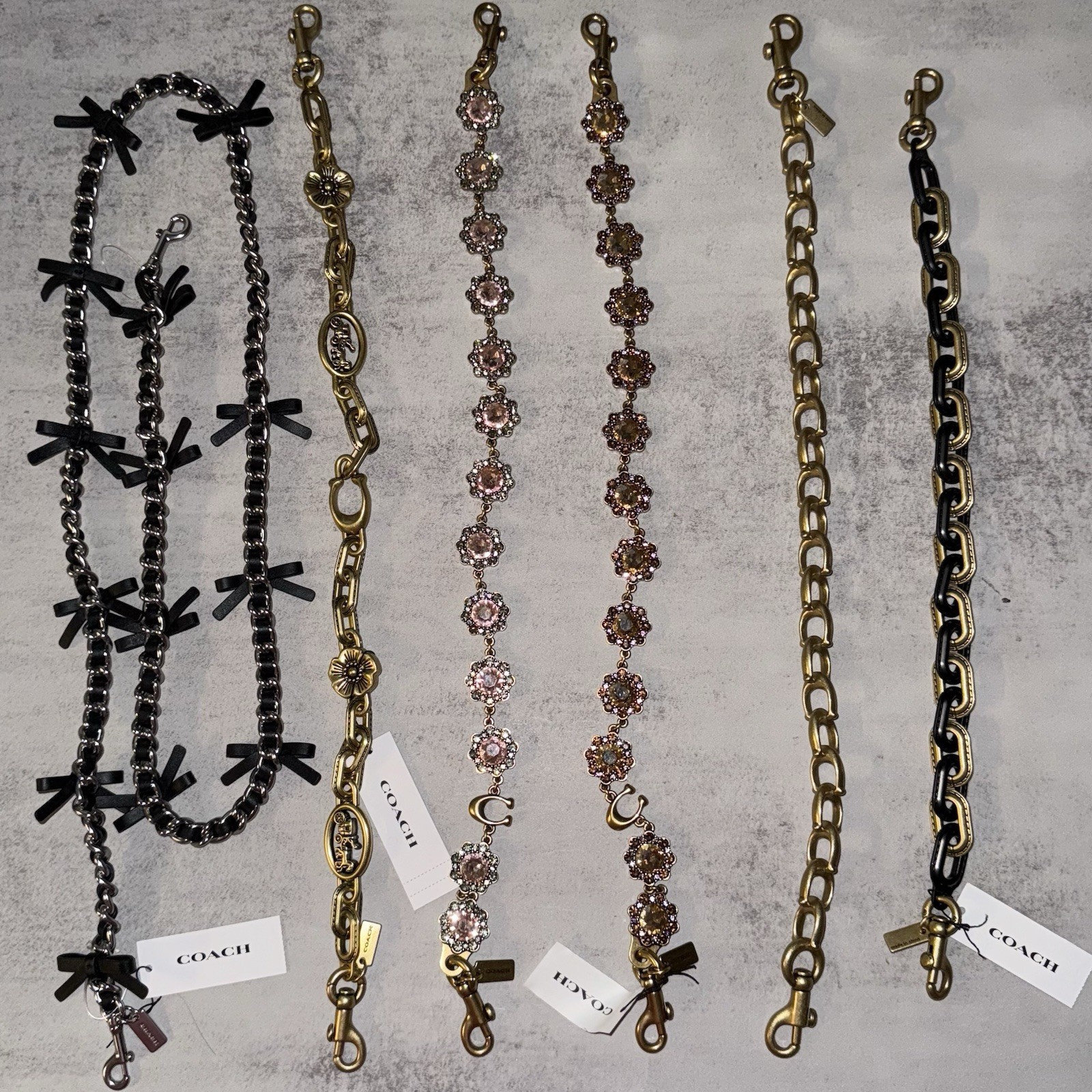 Coach Chain Strap Pink Jewelry,Pearl,Carriage,Gold Jewel,Signature C,Replacement