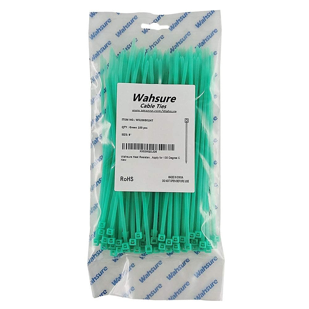 Extreme High Heat Resistant Cable Zip Ties 8 Inch Heavy Duty Green Zipties 10...