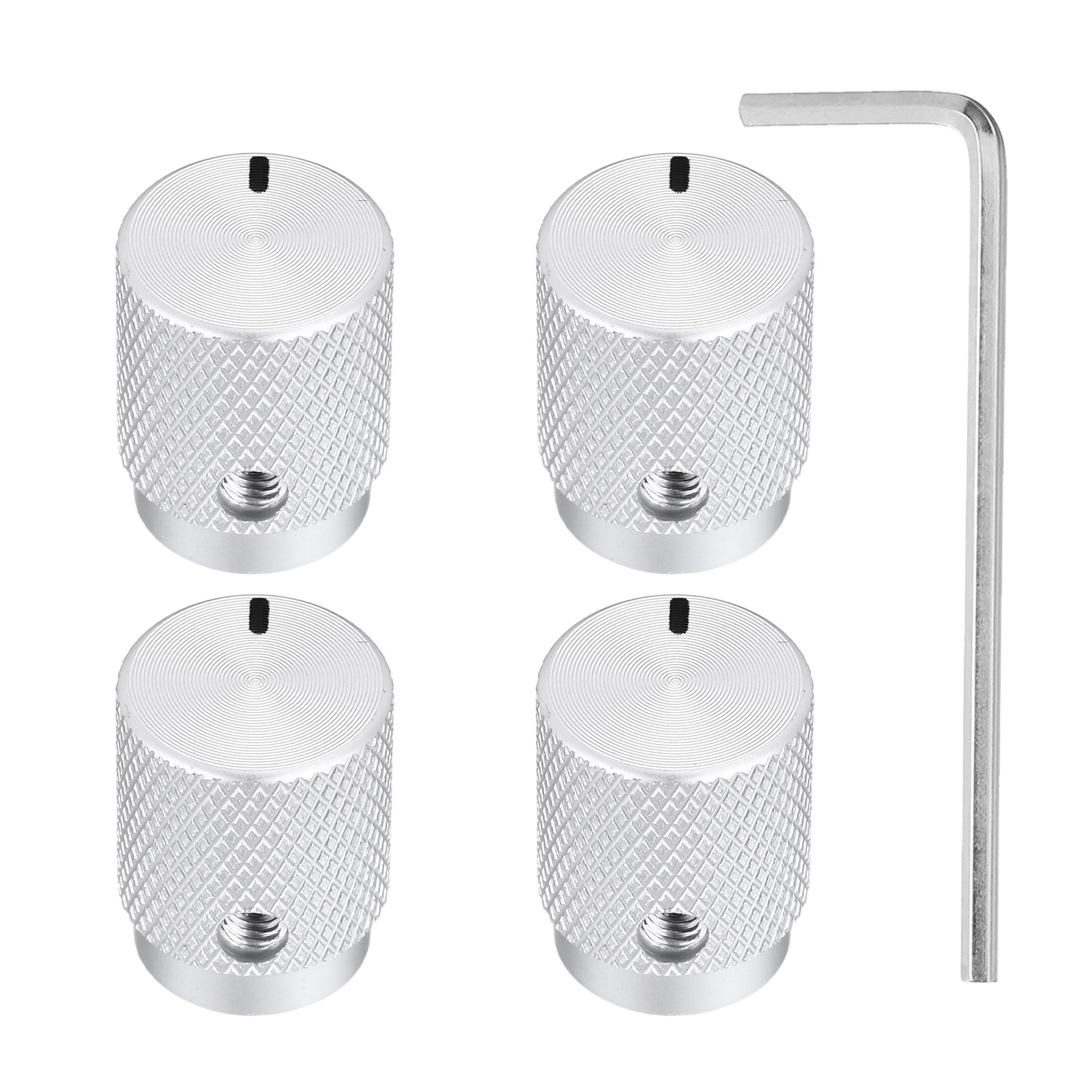 4 Pcs Aluminium Knobs, 6mm IDx12.5mm ODx16mm, Oval Indicator, Matte Silver