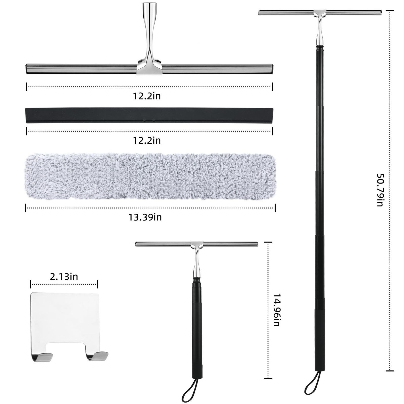 Window Squeegee for Home, 2 in 1 Window Washing kit with Extension Pole Long ...