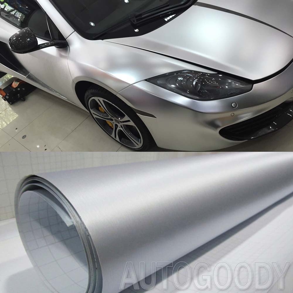 12" x 60" Silver Brushed Aluminum Vinyl Film Wrap Sticker Decal Air Bubble Free