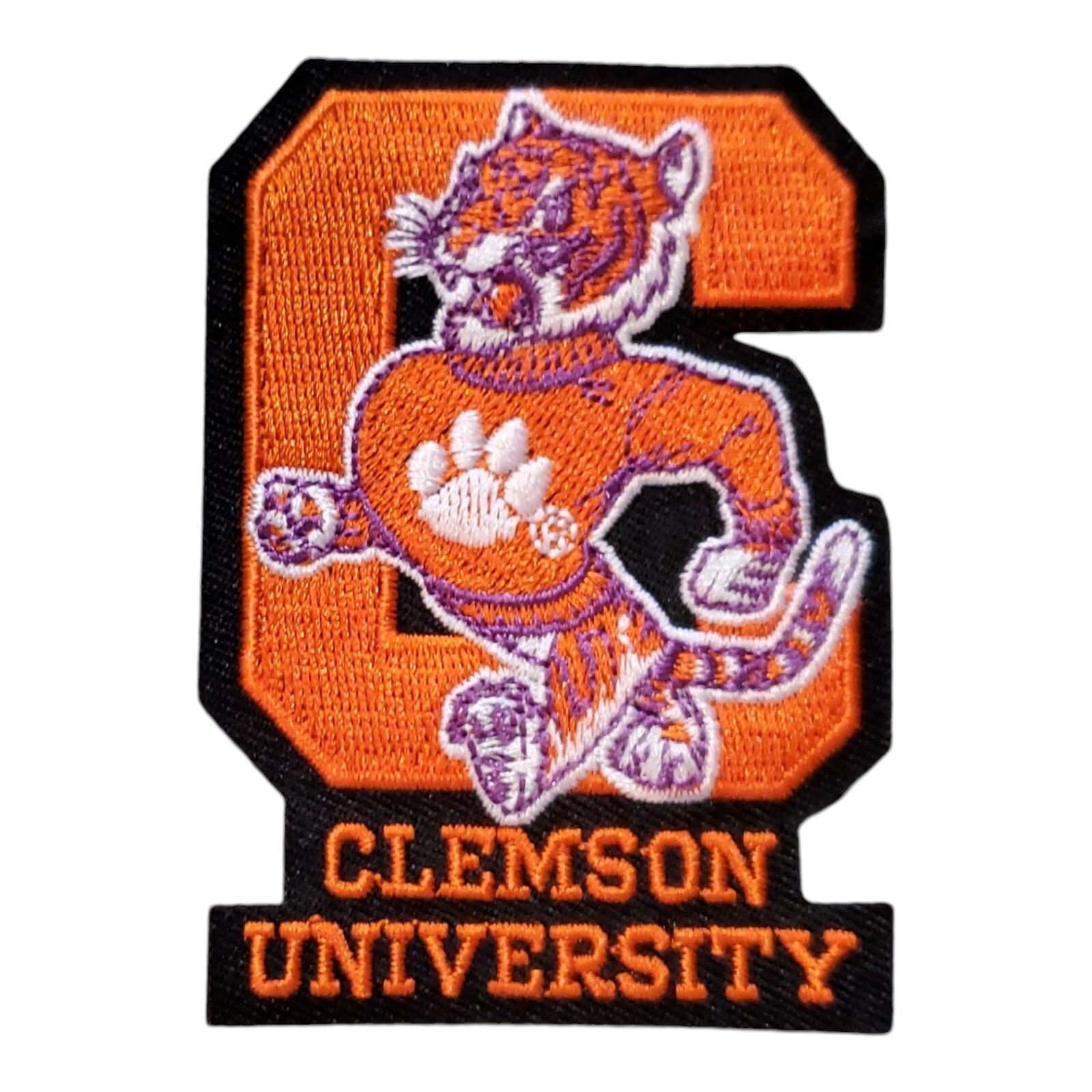 Clemson Vintage Style Patch. Fully Embroidered. Iron On Backing. 3"x2"