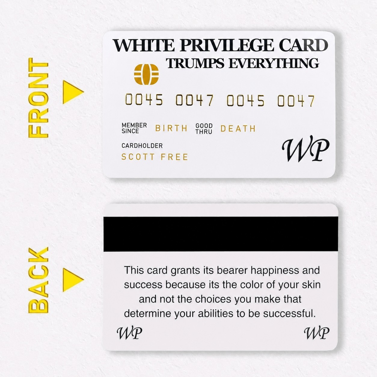 W. Privilege Card Novelty Plastic Credit Card Trump Novelty Joke Funny  Embossed