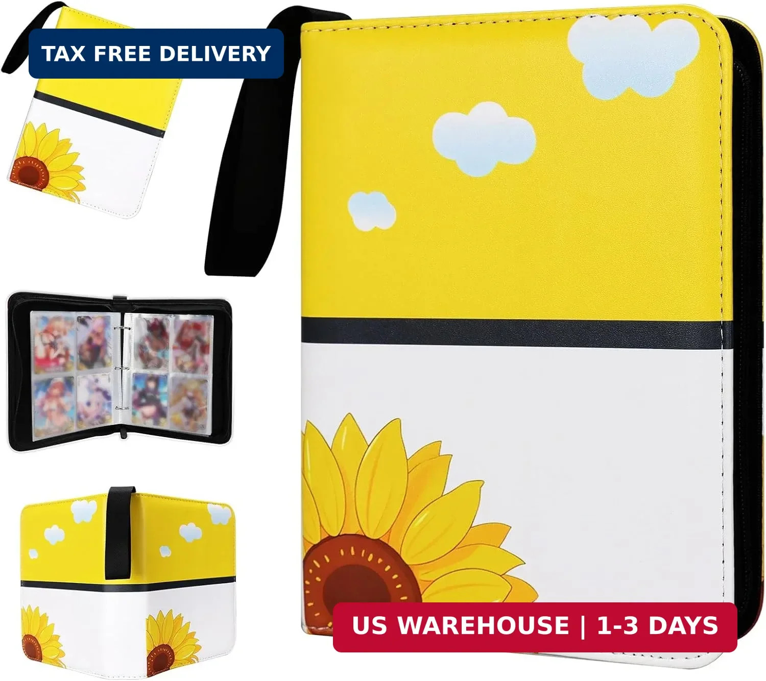 Collectible Trading Card Albums,4 Pocket Card Binder, 400 Double Sided Pocket PU