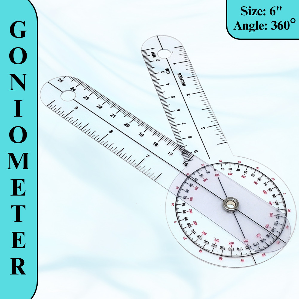 Plastic Angle Goniometer 6" for Joint Mobility Physiotherapists & Doctors - 360°