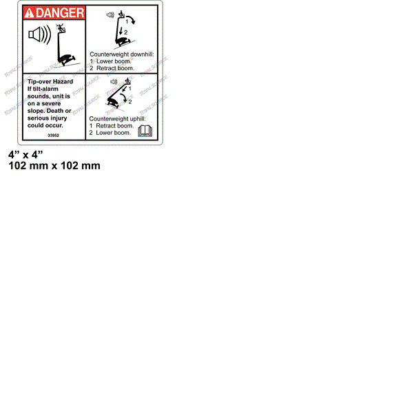 FOR GENIE  DANGER TILT ALARM DECAL 33952, 33952GT