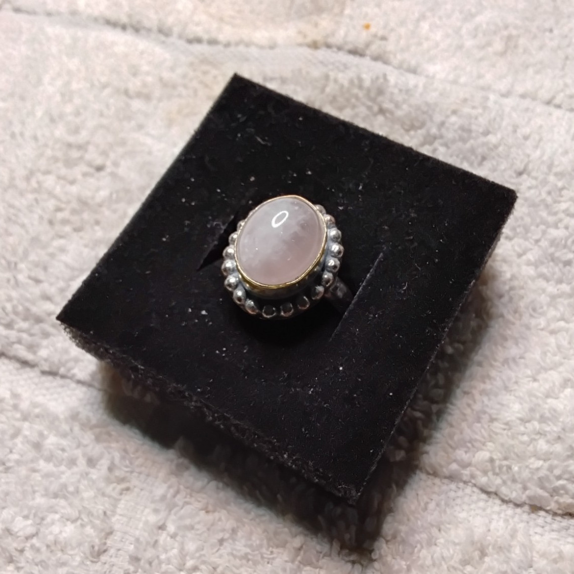 Snow Crystal Gemstone Ring. Set In Tarnish-Resistant Tibetan Silver. Size 5.5