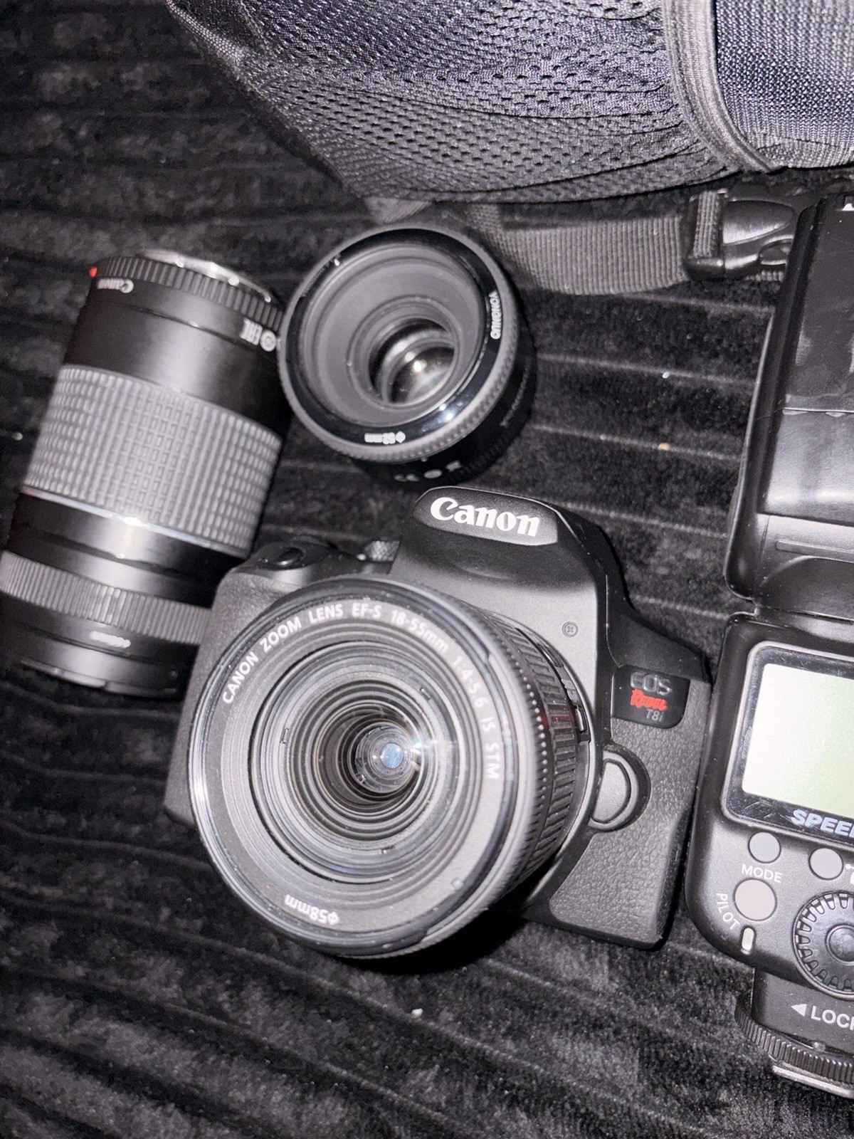 Canon EOS Rebel T8i Camera Bundle w/ 2 Lenses, Speedlight Flash & Bag