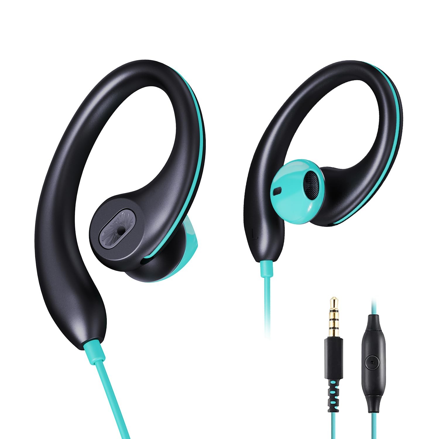Upgrade Wired Sports Earbuds with Ear Hooks, Running Headphones Secure Fit Wr...