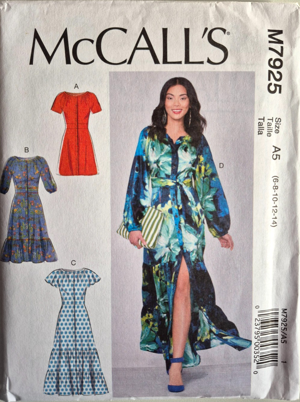 MCCALLS PATTERN 7925  DRESSES  MISSES SIZES  6 8 10 12 14  UNCUT   FF