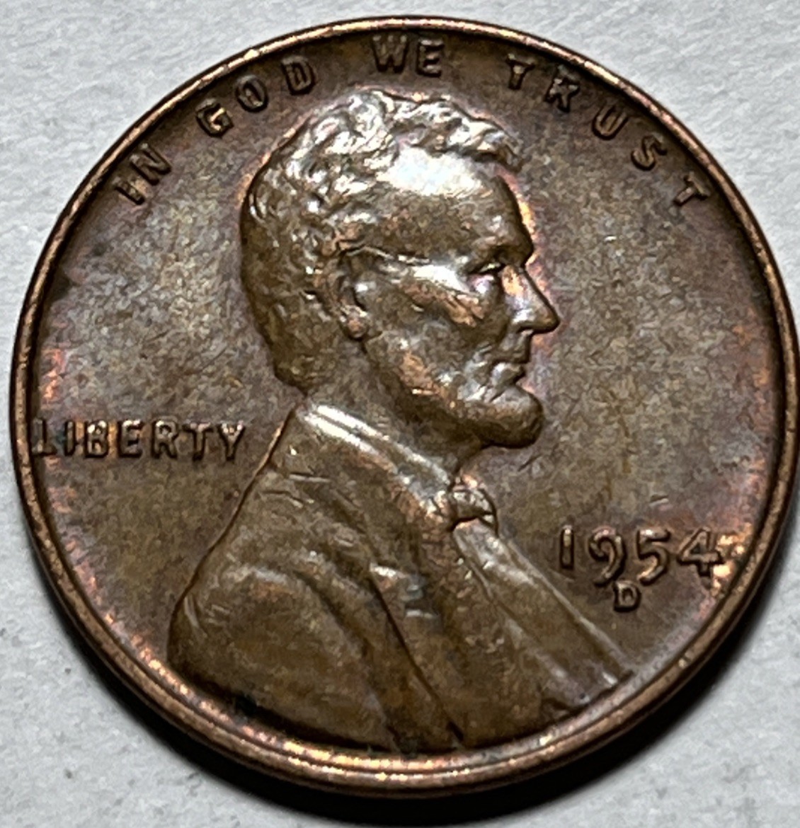 1954 D Lincoln Wheat Penny Errors Strike Through  Both Sides Die Cracks