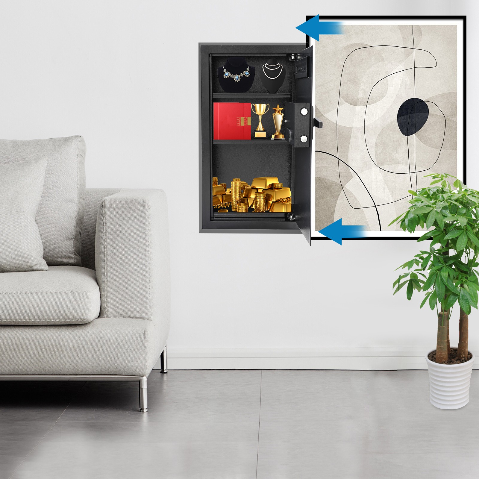 Wall-mounted Safe, Safe with Keys, Hidden Wall Safe