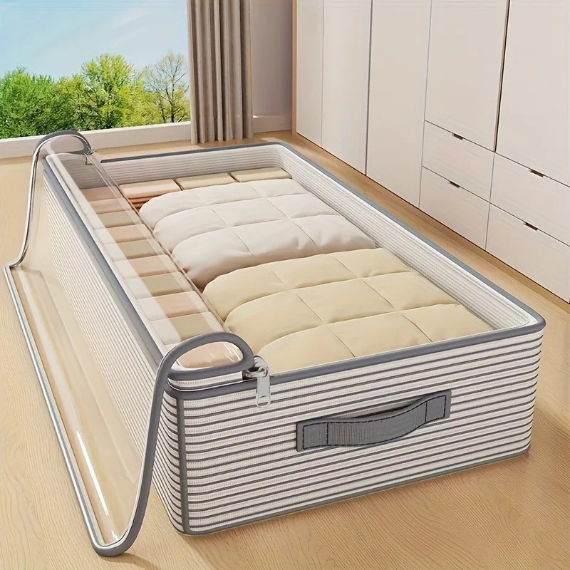 Large Capacity Under Bed Storage Bag Clothes Bedding Organizer Clear Window UK