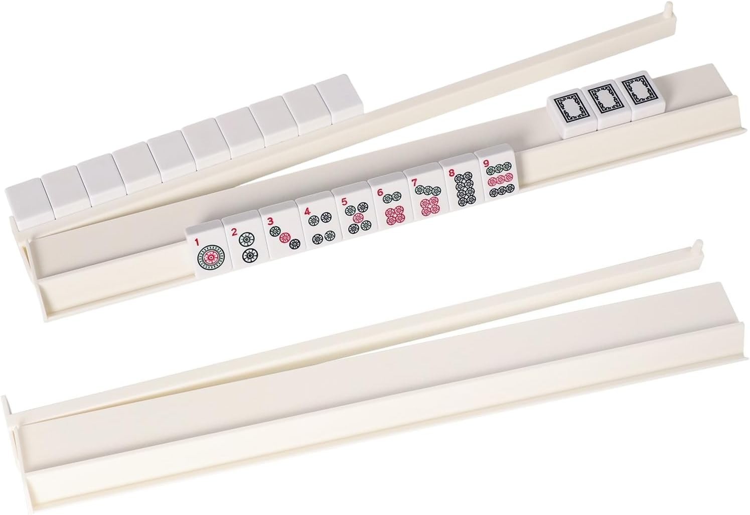 4PCS Mahjong Racks with Pushers White, American Mahjong All-in-one Tile Rack