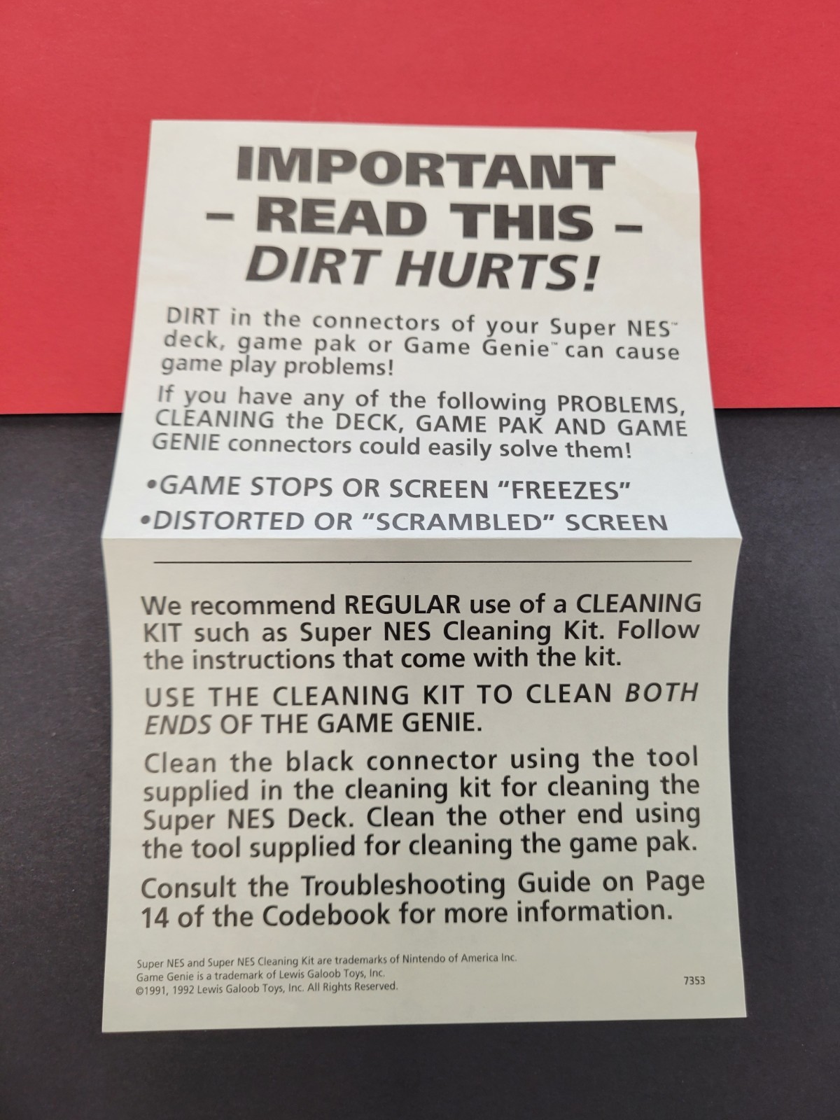 Nes Dirt Hurts Insert NES &SNES cleaning Kit
