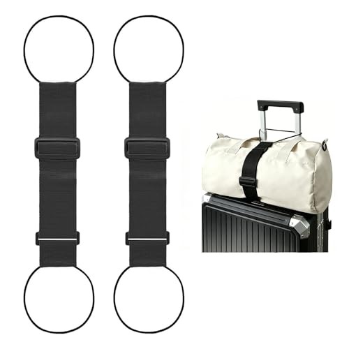 Multi Use Strong Adjustable Luggage Connector Straps for Suitcases,2 Pack Black