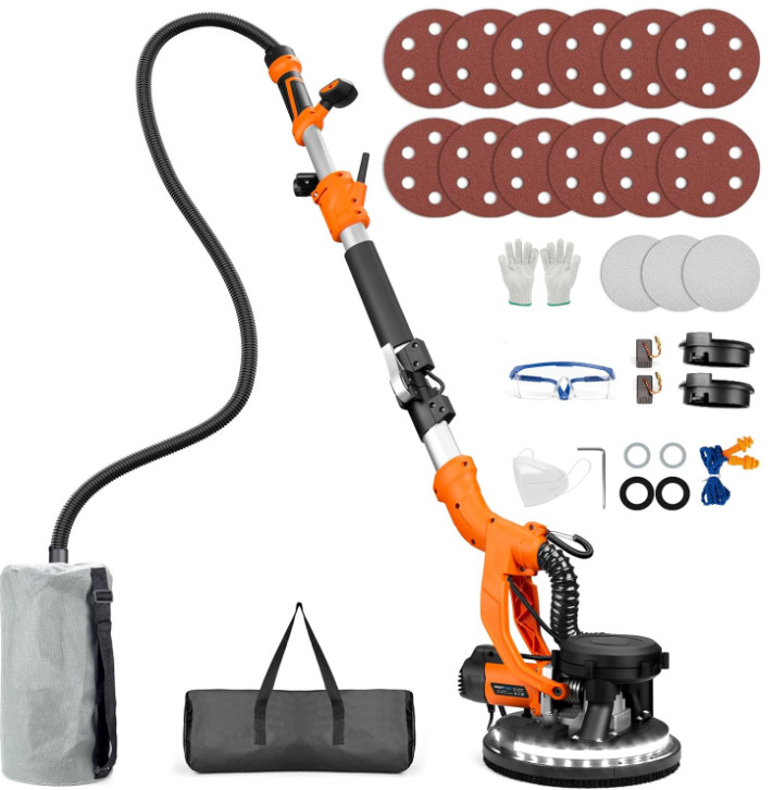 Lijadora eléctrica 1000 W para drywall, con aspiración de polvo y luz LED, Nuevo