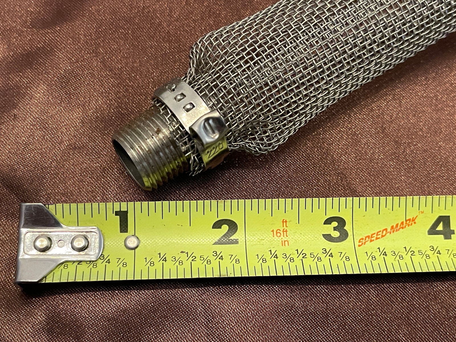 12" Stainless Steel Bazooka Kettle Screen w/ 1/2" Male threaded fitting