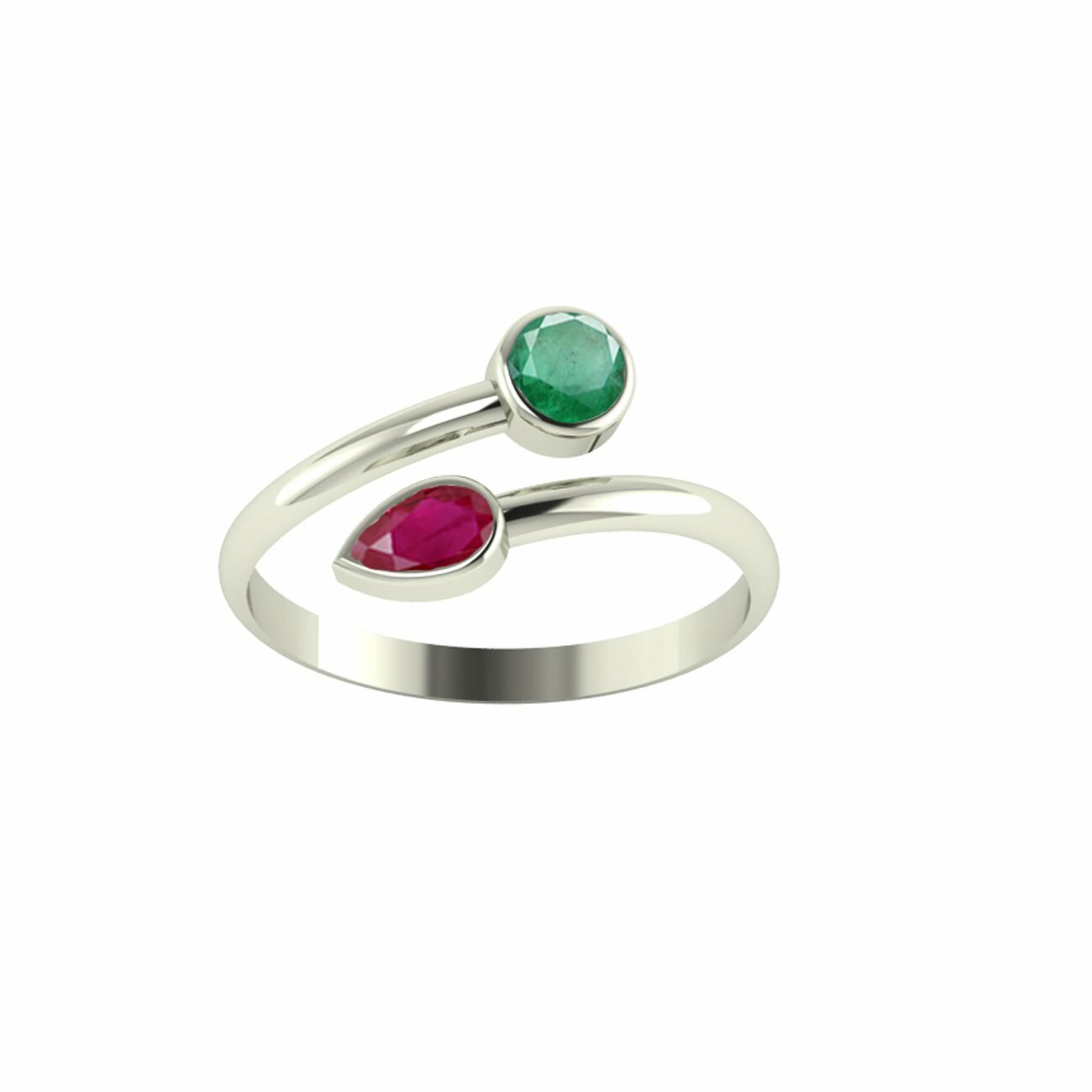 Emerald Ruby Toe Ring Leg Finger Rings 92.5-925 Sterling Silver Gemstone Ring
