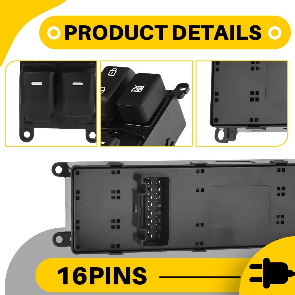 Power Window Control Switch Button Driver Side Front Black For Kia Rio 2012-2015