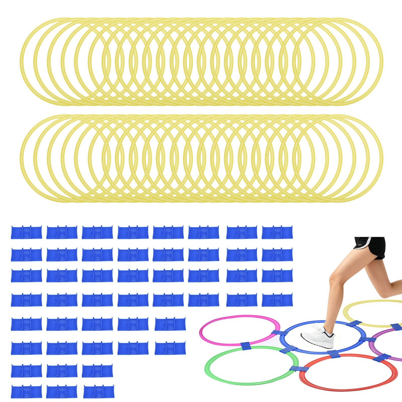 Agility Rings, 48 Pcs Speed Training Rings Speed Jumping Hoops(Yellow, 15")