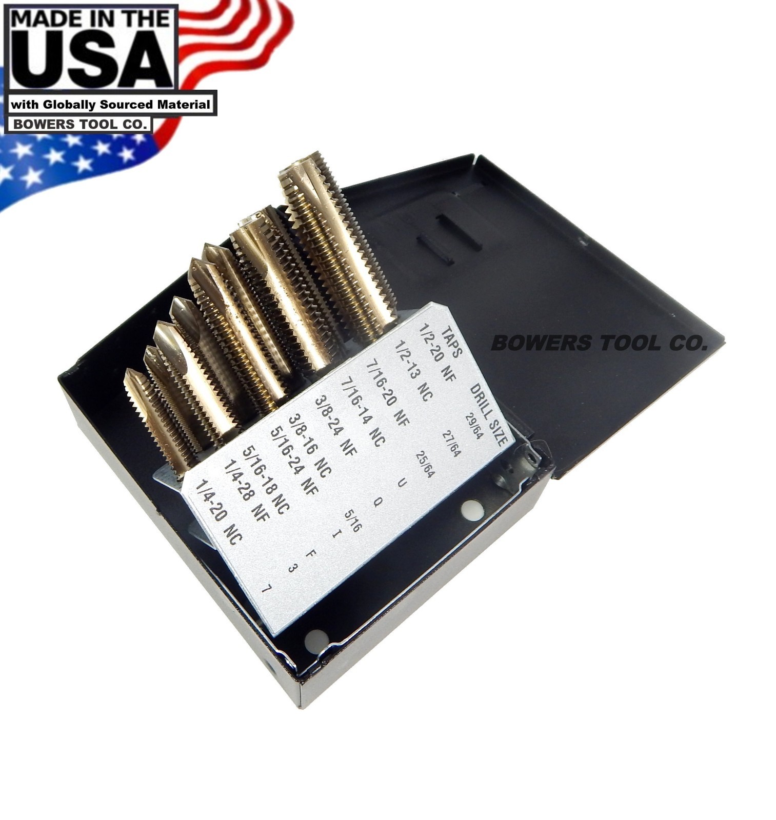 Norseman 10pc Spiral Point Tap Set NF/NC HSS 1/4 to 1/2 Made in USA SP-10T 61610