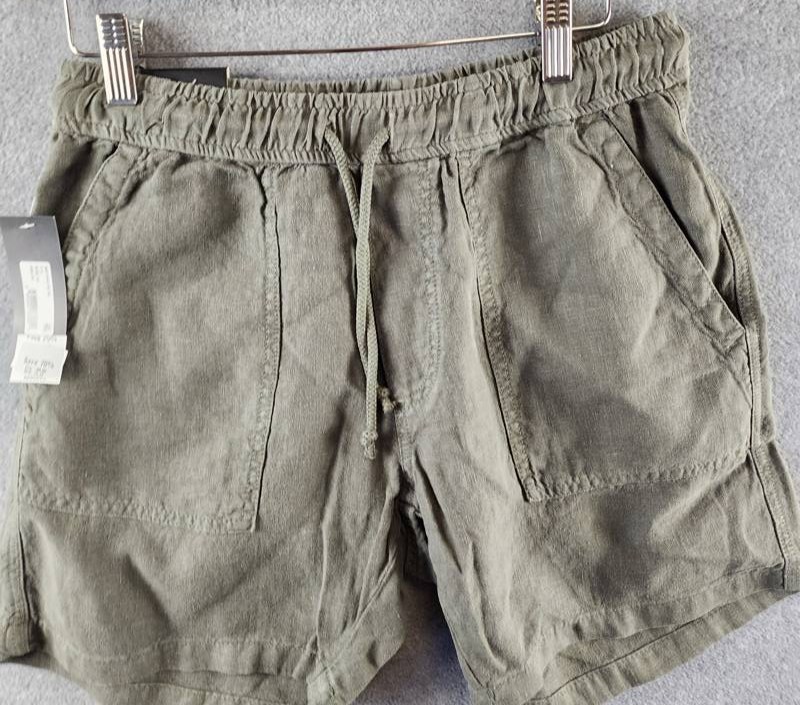 The Men's Store at Bloomingdale's Solid Linen Shorts 32 Olive Drawstring Waist