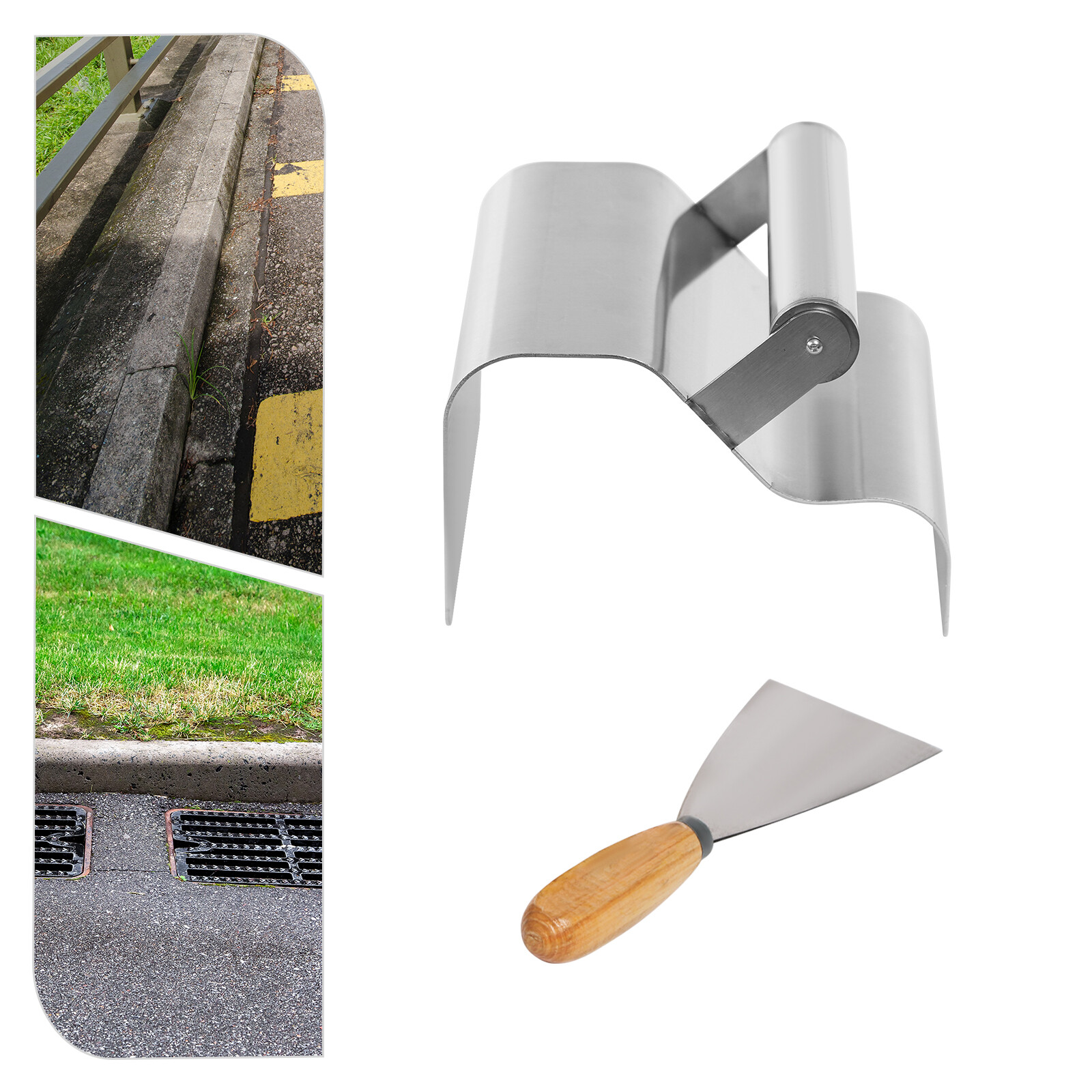 Landscape Curb Trowel Concrete Curbing Trowel with Putty Blade Stainless Steel
