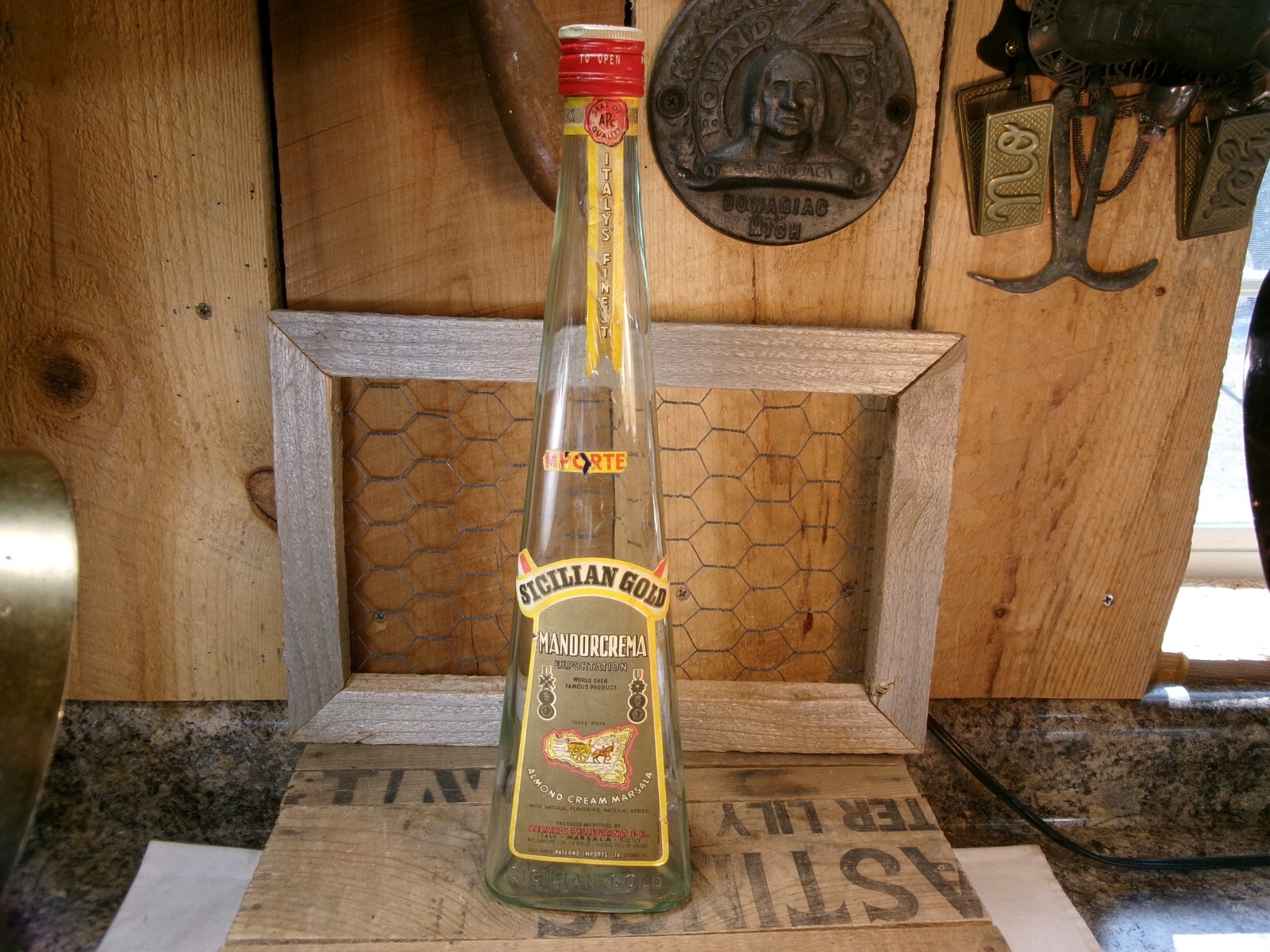 Italy's Finest Sicilian Gold Mandorcrema Almond Cream Marsala Triangular Bottle