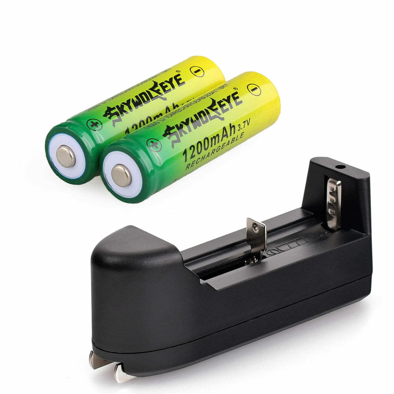 2pcs SkyWolfEye 1200mAh 14500 Battery Rechargeable 3.7V Cell USA Stock + Charger