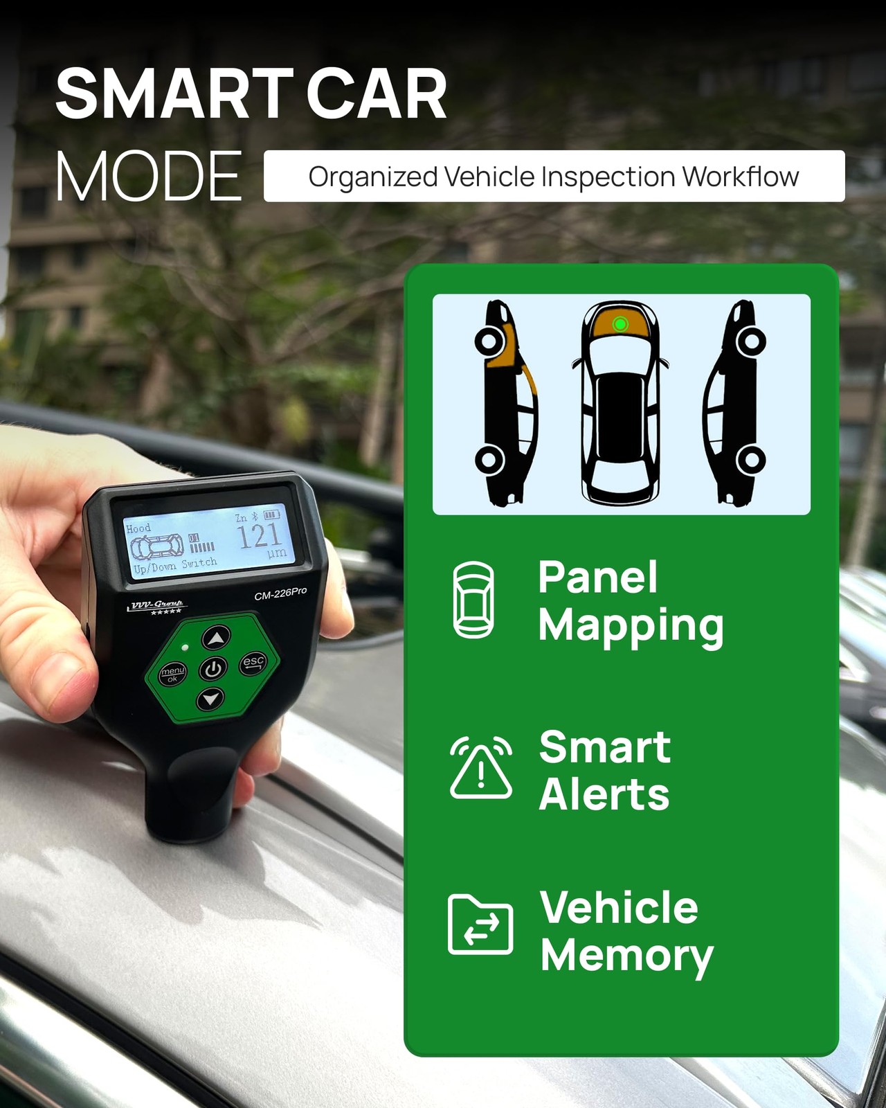 Pro Paint Thickness Gauge CM-226 w/ Bluetooth App for iOS & Android