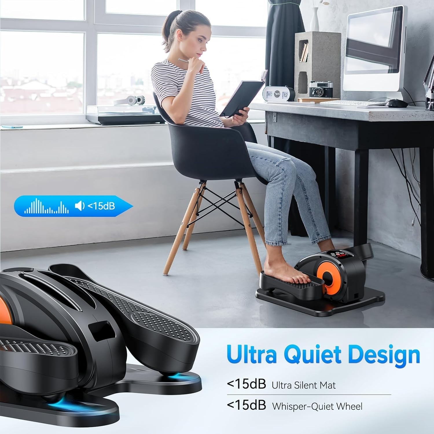 Quiet Under Desk Elliptical Leg Exerciser - Electric, Fully Assembled & Compact