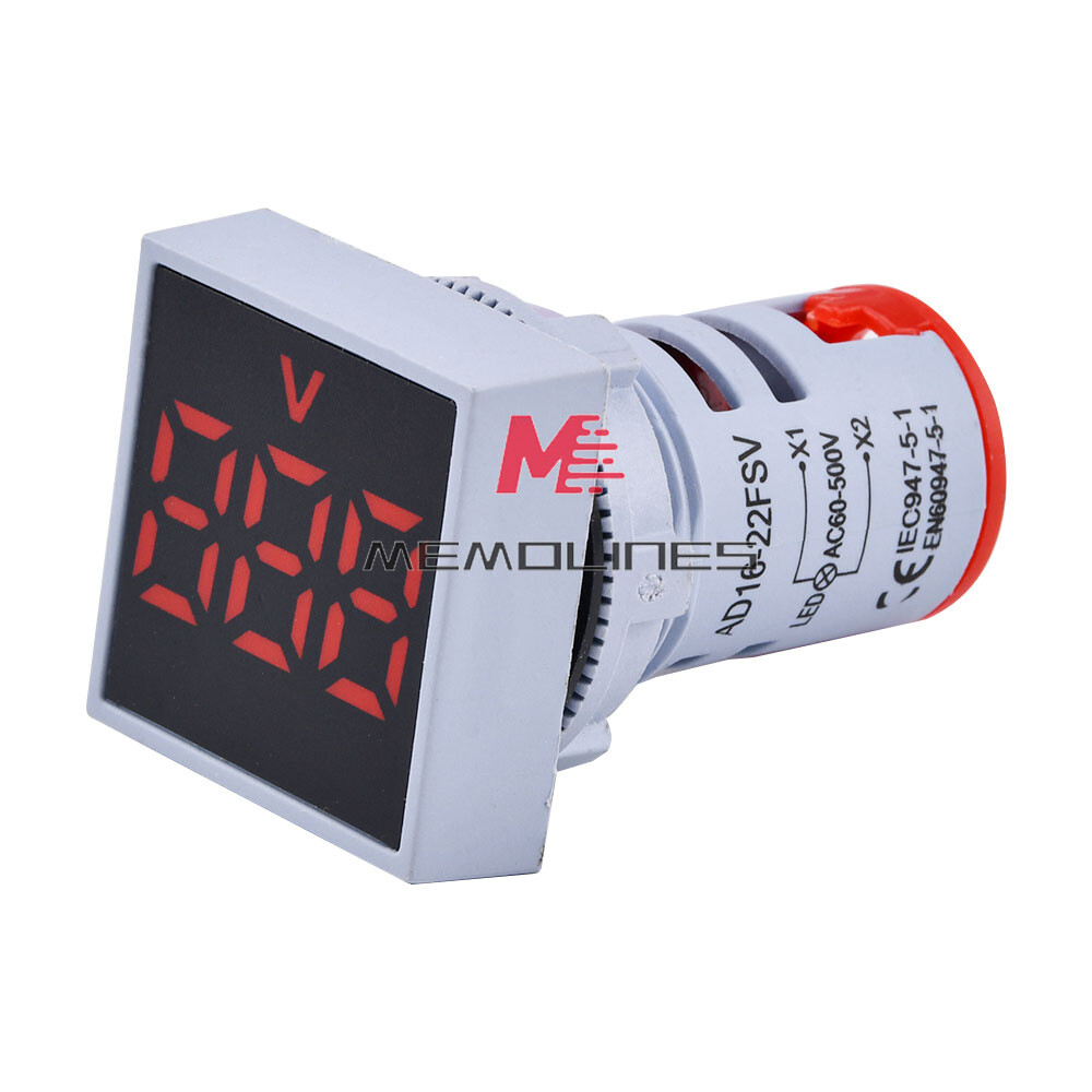 22MM 60-500V Voltmeter Square Panel LED Digital Voltage Meter Indicator Light SS