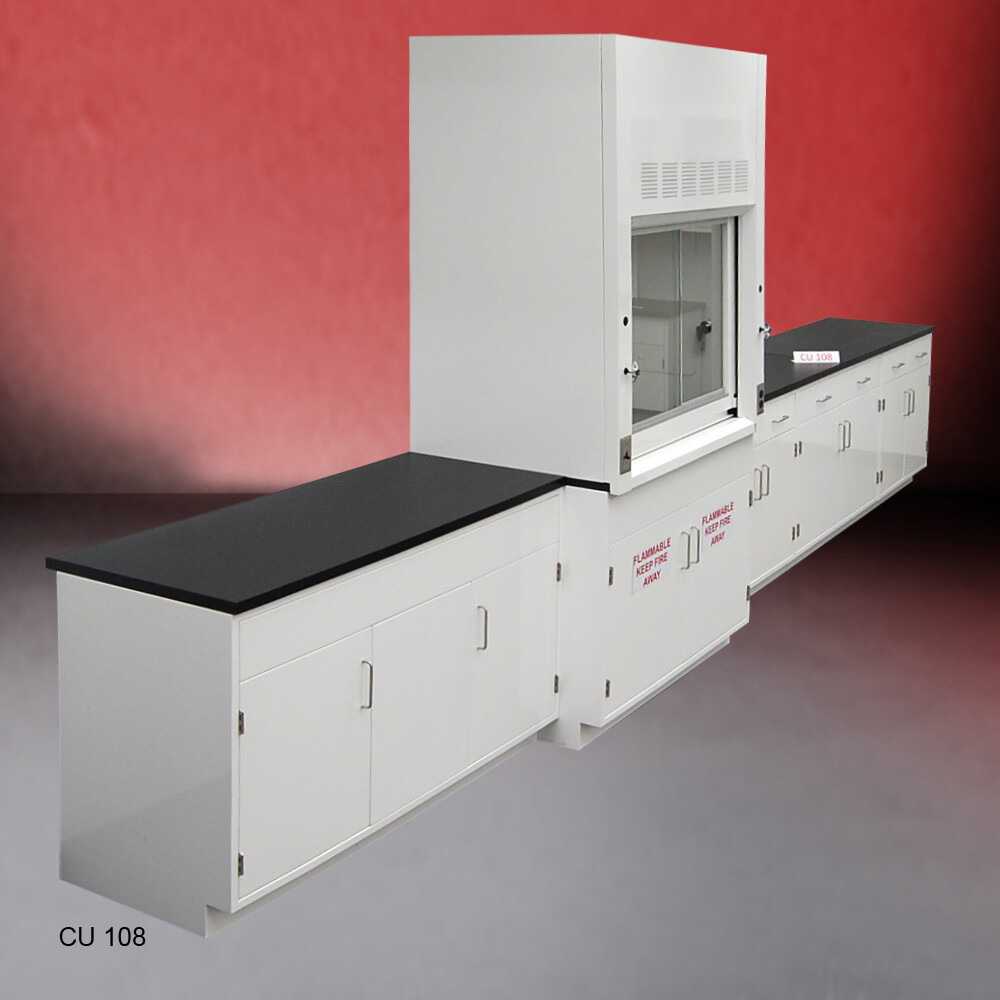 Fisher American 4' Fume Hood w/ Flammable &15' Laboratory Cabinet Group / E2-385