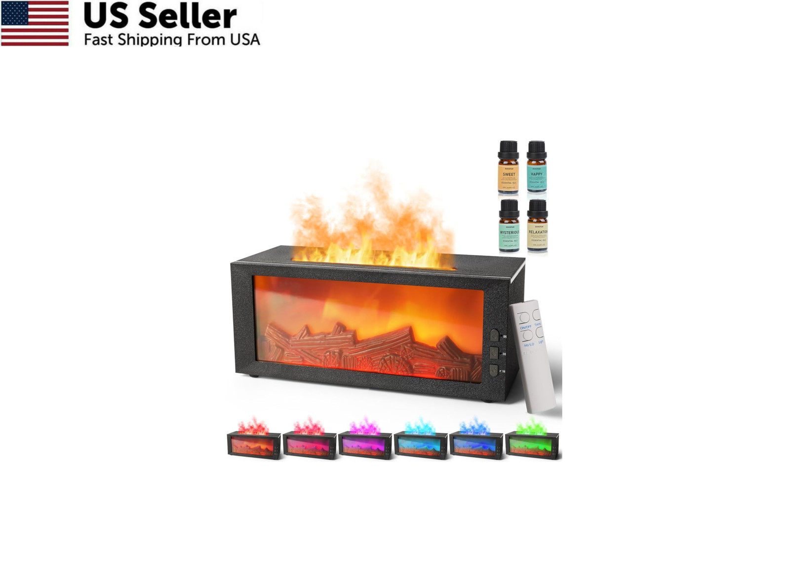 BOHOFAM Fireplace Essential Oil Aroma Diffuser,Flame Air 300, Black