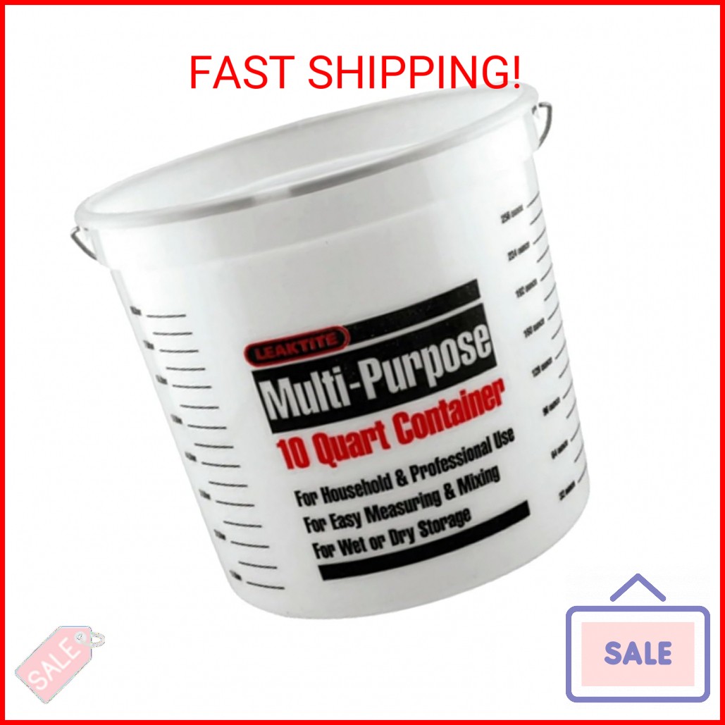 Leaktite 10Q12NM0012 10 Qt Multi-Purpose Pail W/Reinforced Rim, 10Qt