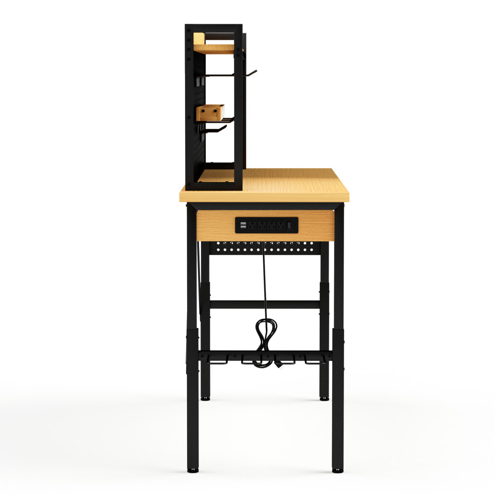 71'' Adjustable Workbench w/ Pegboard, Wheels & Power Outlets