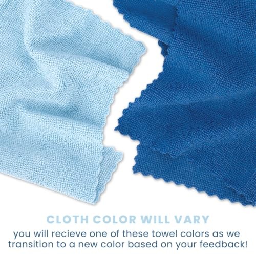 50 Pack Microfiber Cleaning Cloth with Box, Bulk Towels for Home, Blue