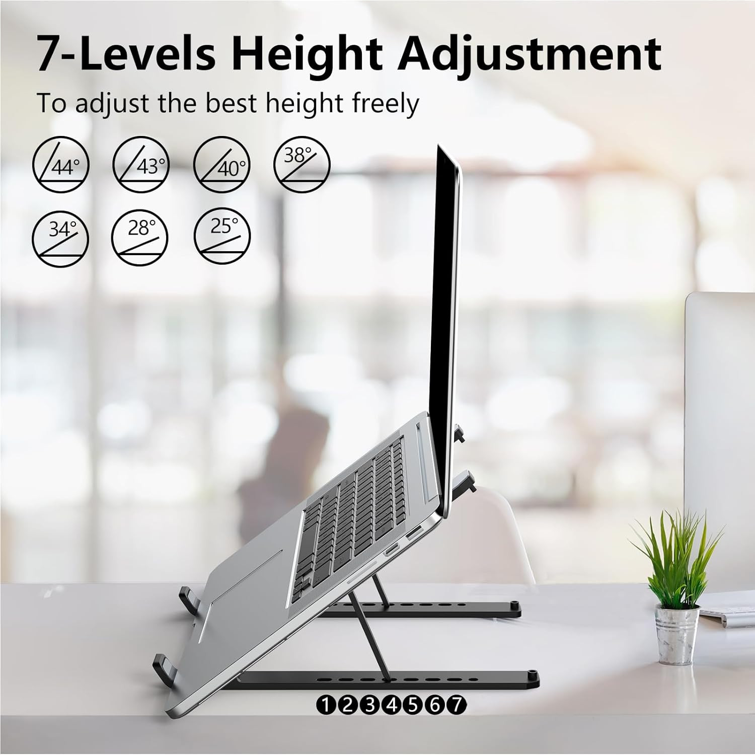 Laptop Stand for Desk, Adjustable Laptop Riser Abs+Silicone Foldable Portable No