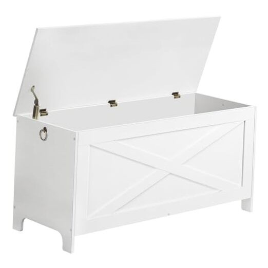 39.4" Toy Chest, Sturdy Entryway Storage Chest 39.4"L x 15.7"W x 18.9"H White