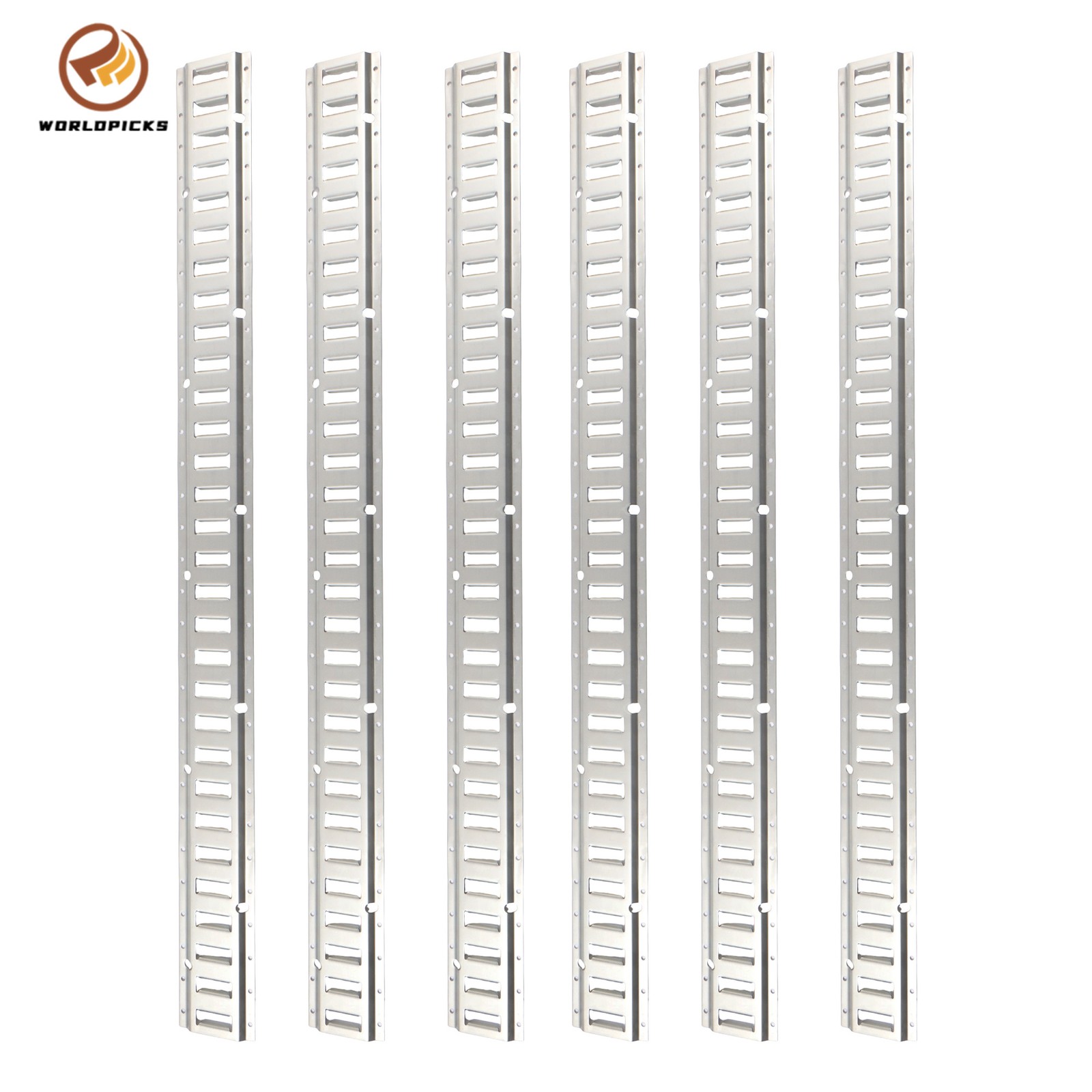 5' E Track Tie Down Rail 6 Pieces, Silver Galvanized, Universal Cargo Rail