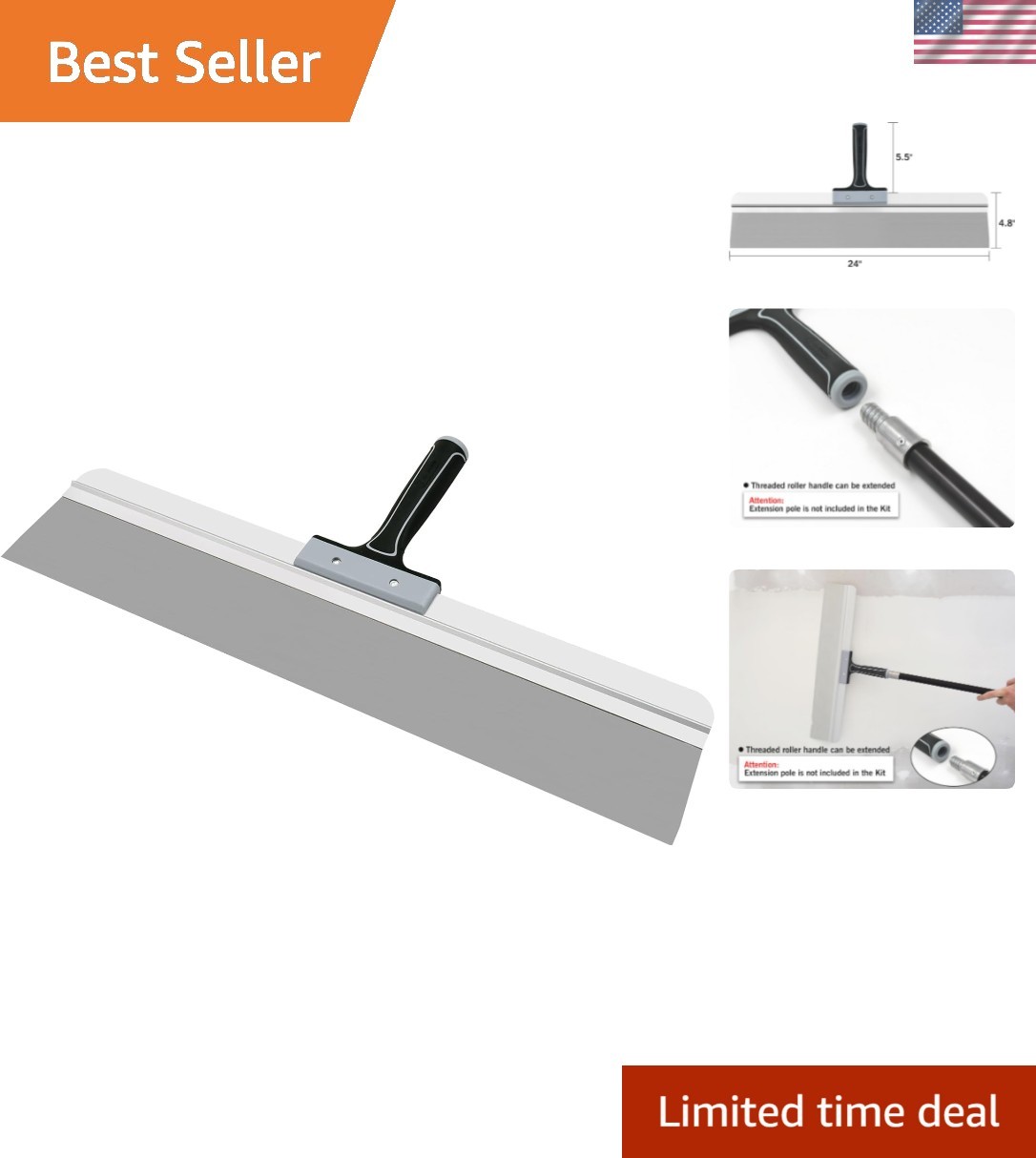 High-Quality 24 Inch Drywall Knife with Aluminum Blade Clip for Stability