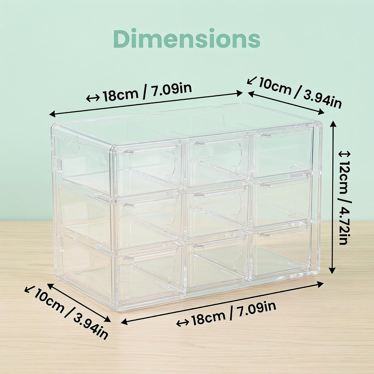 Elegant 9-Drawer Acrylic Desk Organizer - Dustproof & Stackable for Clutter-F...